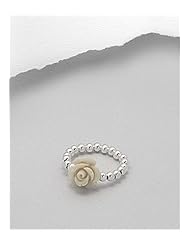 White Rose Stretch Ring In Sterling Silver