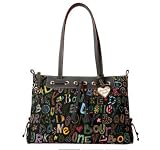 Dooney Bourke Fantasy Large Zip Top Shopper Shoulder Bag Purse Tote Black