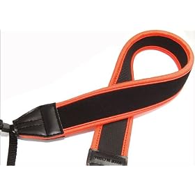 Maximfoto - Neoprene Camera Neck Strap, Orange / Black for Nikon D40 D60 D70 D80 D90 D3000 D3100 D5000 D5100 D7000 D300 D300S D700 By Maximfoto Supplies.