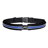 Double Pouch Runners Belt with Reflective Stripes - Black Blue