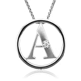 Sterling Silver Alphabet Initial Letter A Diamond Pendant Necklace (HI, I1-I2, 0.05 carat) – All 26 Letters Available