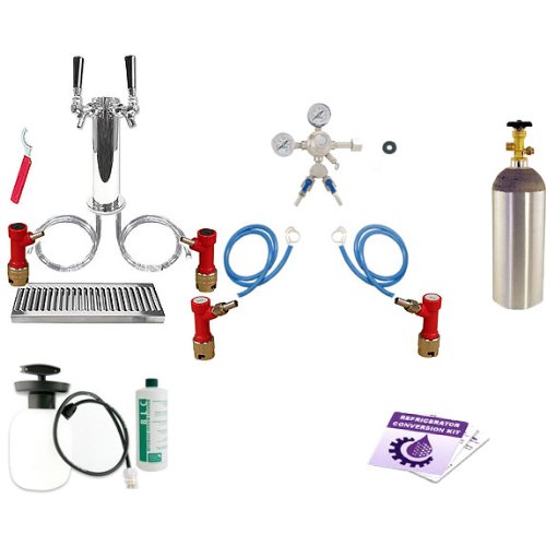 Kegco Ultimate Tower 2 Tap Kegerator Conversion Kit Pin Lockw/ 5 lbs Tank - EBUTCK2-PLCP-5T