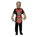 Deluxe Ninja Force Warrior Dress Up Halloween Costume - Red Size Boy's Large 10-12