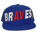 MLB ATLANTA BRAVES FLAT BILL FITTED HAT CAP BLUE 7 5/8