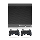 Protective Vinyl Skin Decal Cover for Sony Playstation 3 PS3 Slim Skins + 2 Controller Skins Carbon Fiber