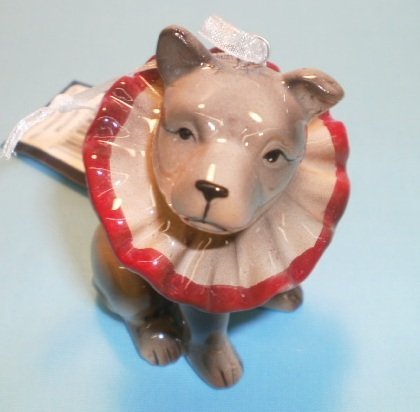 Ceramic Dog Christmas Ornament Vintage Style