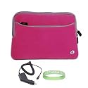 Hot Pink Microfiber Amazon Kindle DX Carrying Sleeve With Extra Pocket + Rapid Kindle DX Car Charger + Live*Laugh*Love Wrist Band!!! (Kindle DX Not Included)