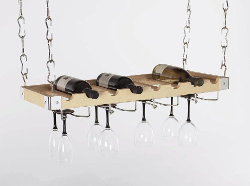 Concept Housewares WR-44528 Solid-Wood Ceiling/Wall-Mount Wine Rack, Charcoal Grey, 8 Bottle
