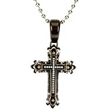 14K Ion Plated Stainless Steel Diamond Cross Pendant - 0.12 Ct.