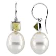 14K White Gold Paspaley South Sea Cultured Pearl and Peridot Earrings - 11.00mm