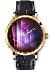 SPRAWL Aanalog Fashion Series Gold Ladies Watches of Genuine Black Leather Strap,Unique Wrist Watch for Women Girls Designed with Triangles in the dark pink shaded air
