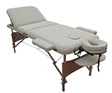 Cream Folding Portable Massage Table Couch Bed - Rounded Table Corners + FREE Accessories & FREE Carry Bag - 3 Section , 3 Fold, CREAM COLOR, 8322 -- PU MATERIAL