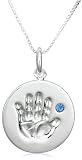 Sterling Silver September Birthstone Handprint Pendant, 18