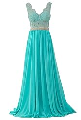 Sexy V-neck Sleeveless Applique Beaded Sheer Lace Floor Length Chiffon/Tulle Bridesmaid Dress/Prom Dress/Wedding Party Dress  With a Sash 