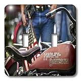 Lee Hiller Photography Motorcycles - Harley Davidson Motorcycle USA Flag - Light Switch Covers - double toggle switch