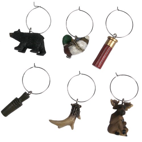 River's Edge Hunting/Outdoor Wine Charms (Pack of 6), Brown
