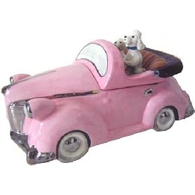 Henry Cavanagh Pink Poodle Car Cookie Jar (with White Poodles) by BellAir Motorsports