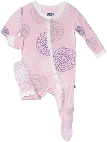 Kickee Pants Baby-Girl Ruffle Print Footie (3-6 Months, Lotus Blooms)