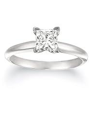 Certified Platinum Princess-Cut Solitaire Diamond Engagement Ring (1 Cttw, G-H... by