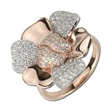 14K Rose and White Gold Diamond Flower Ring