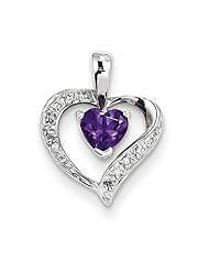 Sterling Silver Heart Amethyst & Diamond Heart Pendant