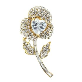 Rhinestone Heart Clover Pin Brooch