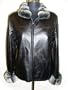 Black Butter Lambskin Leather Zip Jacket w/Rex Chinchilla Collar & Turnback Cuffs