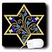 Lee Hiller Designs Judaica Gifts - Star Of David Gold with Blue Flowers - Mouse Pads