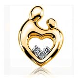 Bling Jewelry Gold Vermeil Mother Child Pendant with CZs