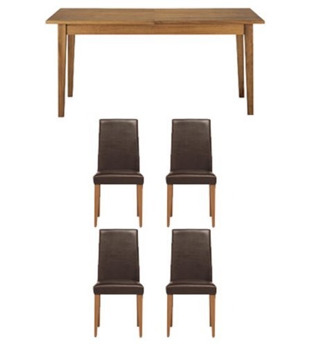 Arlanda Dining Table & 4 Faux-Leather Chairs
