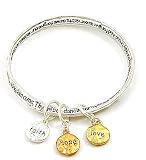 Beautiful Inspirational The Lords Prayer Faith Hope Love Charm Bracelet Silver Tone on a Message...