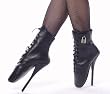 7 Inch Spike Heel Ballet Ankle Sexy Boots Fetish Shoes With Padlock Black Leather Devious
