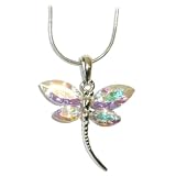 18 Chain with Aurora Borealis Dragonfly Pendant
