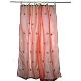 Window Treatment-2 Organza Light Coral Base Embroidered Sari Curtains Drapes Panelby Mogulinterior
