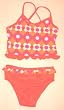 2-piece Swimwear Ruffle Tankini Orange/Pink/Melon/Flowers