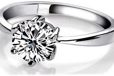 ZGTS Women's Simple 18K Silver Plated Full Zircon Ring