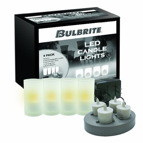 Bulbrite LED/CANDLE4 Rechargeable Glass Vase LED Candles, 4-PK