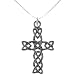 Sterling Silver Oxidized Celtic Woven Cross Pendant on Sterling Silver .012 18in Box Chain
