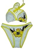 Corona White Bikini with Gold Hibiscus Print Juniors