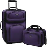 US Traveler Rio Two Piece Expandable Carry-On Luggage Set, Purple, One Size US Traveler Rio Two Piece Expandable Carry-On Luggage Set, Purple, One Size