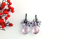 Swarovski Crystal Baroque Pendant Earring - Light Amethyst / Pink (Anna)
