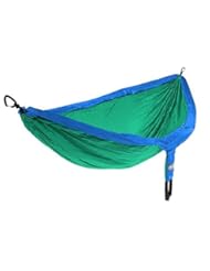 Sports: Eagles Nest Outfitters ENO DoubleNest Hammock Royal/Emerald with Atlas Straps - Eagles Nest Outfitters