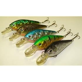5 Custom Shad Lures - Plugs Crankbaits Bass Fishing Set L5AB