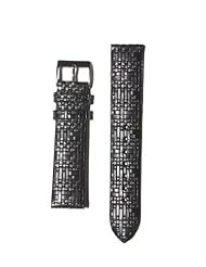 18mm Black Tommy Bahamas Braided Style Italian Leather Watchband with S/S Buckle