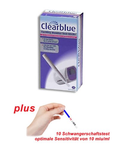 20 Clearblue Fertilitätsstäbchen für Clearblue Fertilitätsmonitor + 10 Schwangerschaftstests