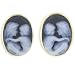 14kt Gold Framed Agate Cameo Mother Holding Child Oval Earrings - 5/8