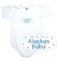 BABY BODYSUIT WHITE " LIGHT BLUE CLOUD LOVE ME , I'M ALASKAN " ALASKA