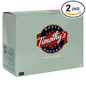 Timothy's World Coffee, Green Tea, Decaffeinated, K-Cups for Keurig Brewers, 24-Count Boxes (Pack of 2)