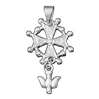Sterling Silver Dove Malta Huguenot Cross Pendant
