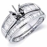 14Kt Yellow Gold Diamond Wedding Ring Set, Semi Mount Setting